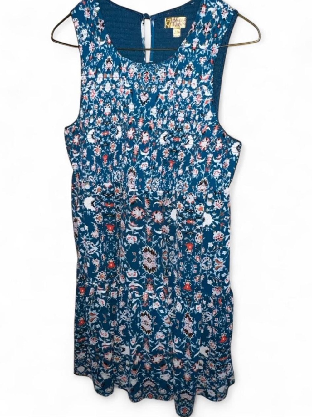princess vera wang Teal Floral Smocked Babydoll Sundress Mini Dress size XL